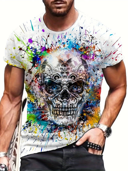 Herren Oversize T-Shirt mit Totenkopf-Splash-Print – Urban Streetwear Stil