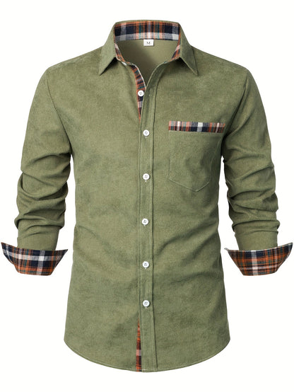 Men's Modern Fit Casual Shirt with Check Details – Stylish Long-Sleeve Shirt for Everyday and Office Wear