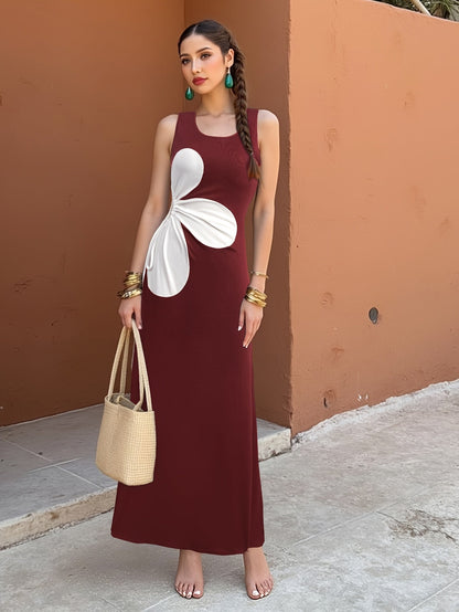 Women's Bodycon Dress with Cut-Out and Floral Design – Summer Party & Casual Style