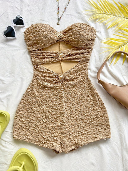 Women's Retro-Style Swimsuit with Leopard Print and Cut-Out Design – Fashionable Bandeau Swimsuit for Summer