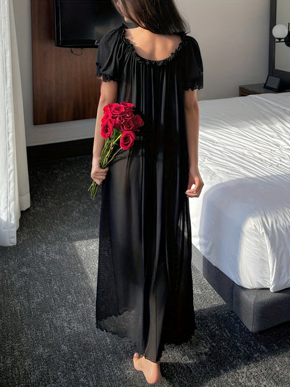 Women's Off-Shoulder Maxi Dress Nightgown Elegant for Home & Sleep