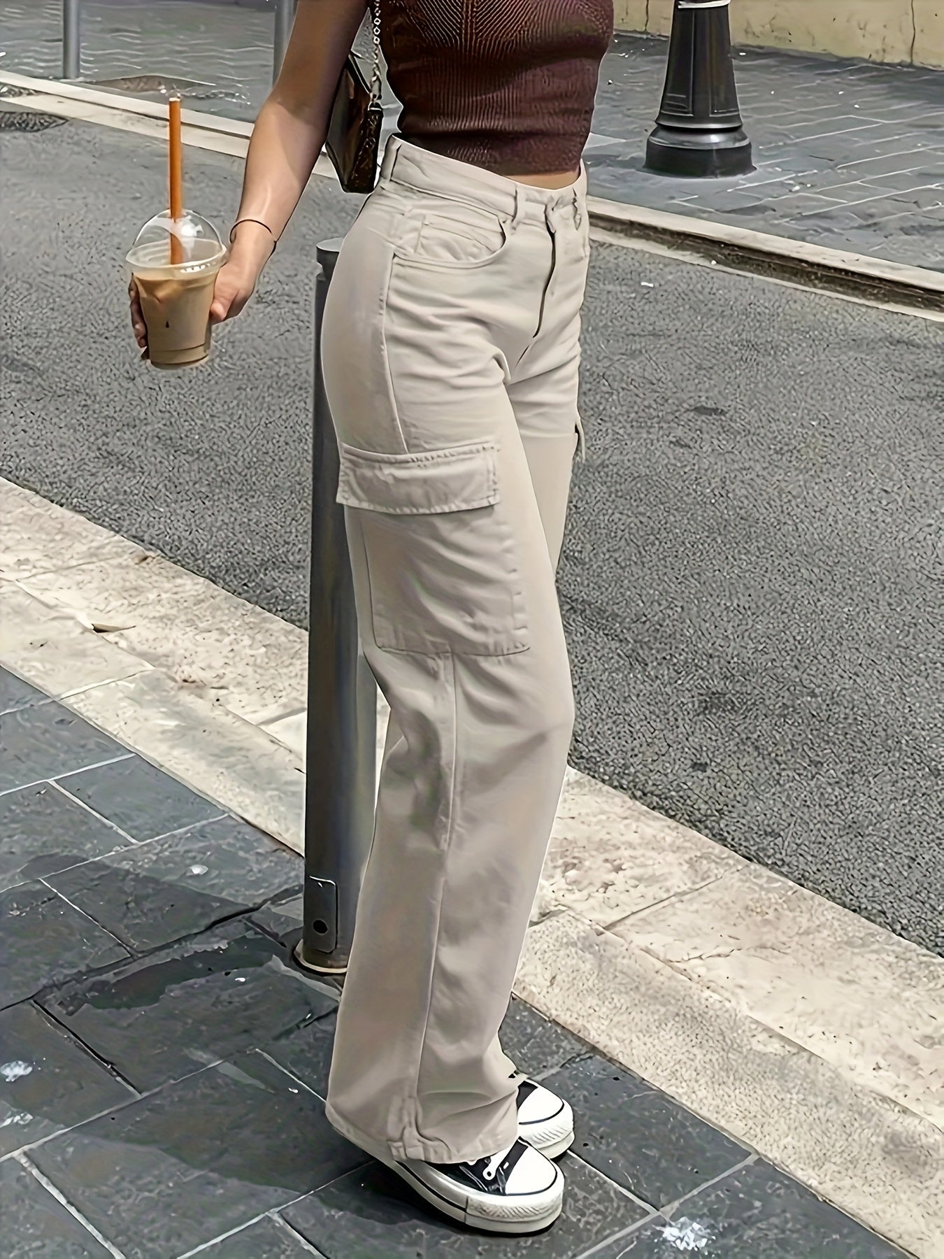 Women's Cargo Pants in Casual Style with Straight Leg and Side Pockets – Perfect for Everyday & Vacation