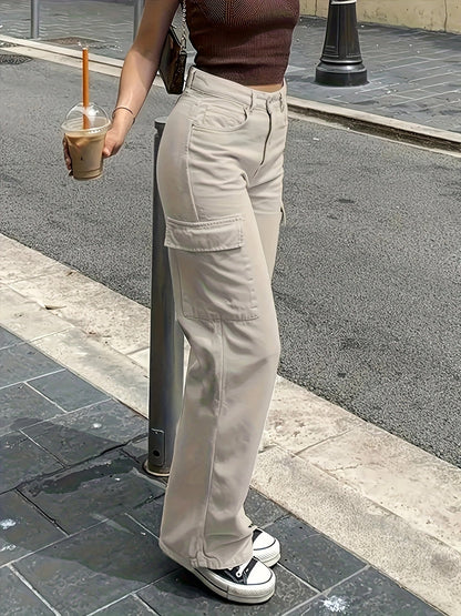 Women's Cargo Pants in Casual Style with Straight Leg and Side Pockets – Perfect for Everyday & Vacation