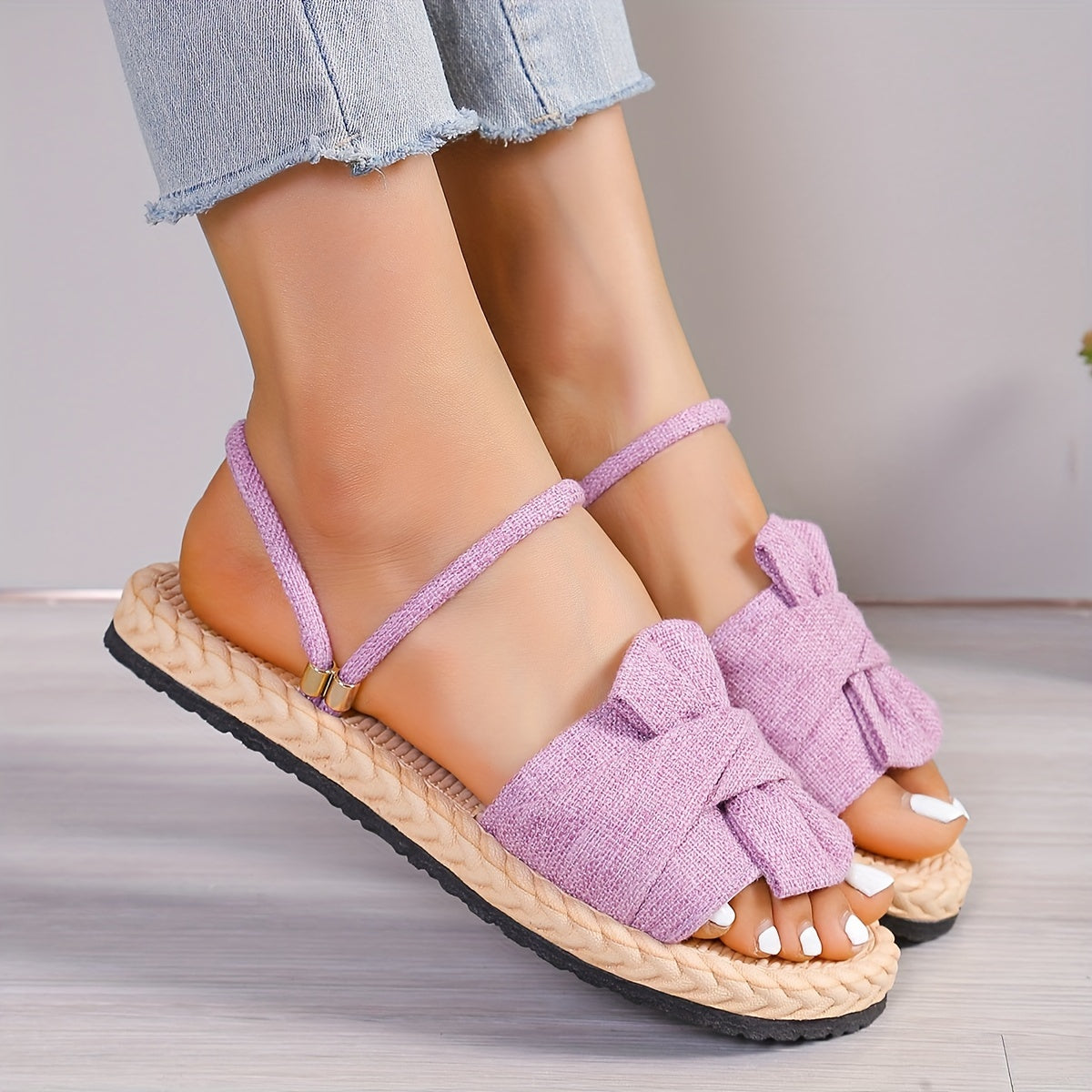 Women's summer sandals with bow and ankle strap – fashionable casual shoes for everyday wear & vacation