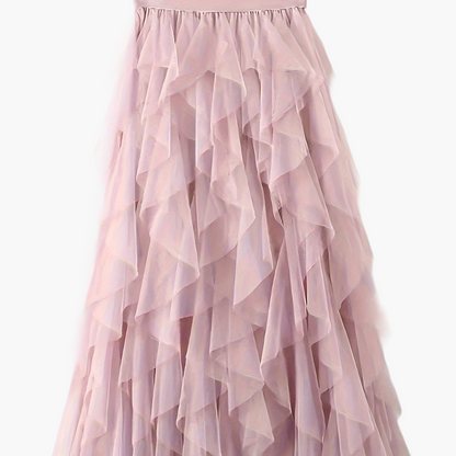 Women's Maxi Skirt with Ruffle Layers – Elegant Tulle Skirt for Formal Occasions