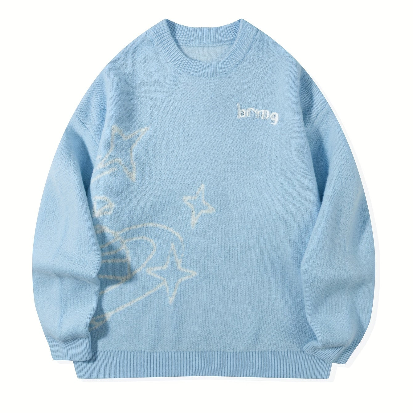 Unisex knitted sweater with a round neckline and planet motif – oversized, loose fit