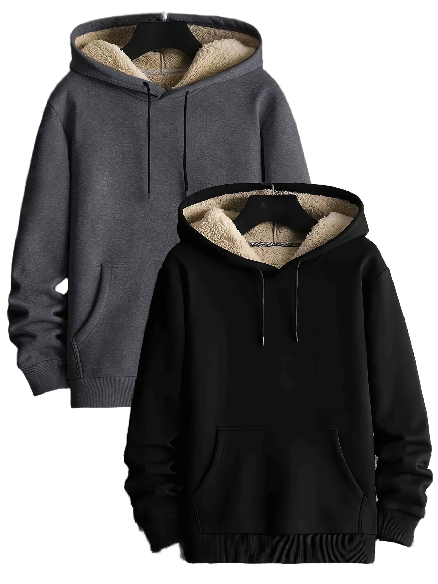 Hoodie set, 2-pack, with teddy lining; lined, warm hooded sweatshirt