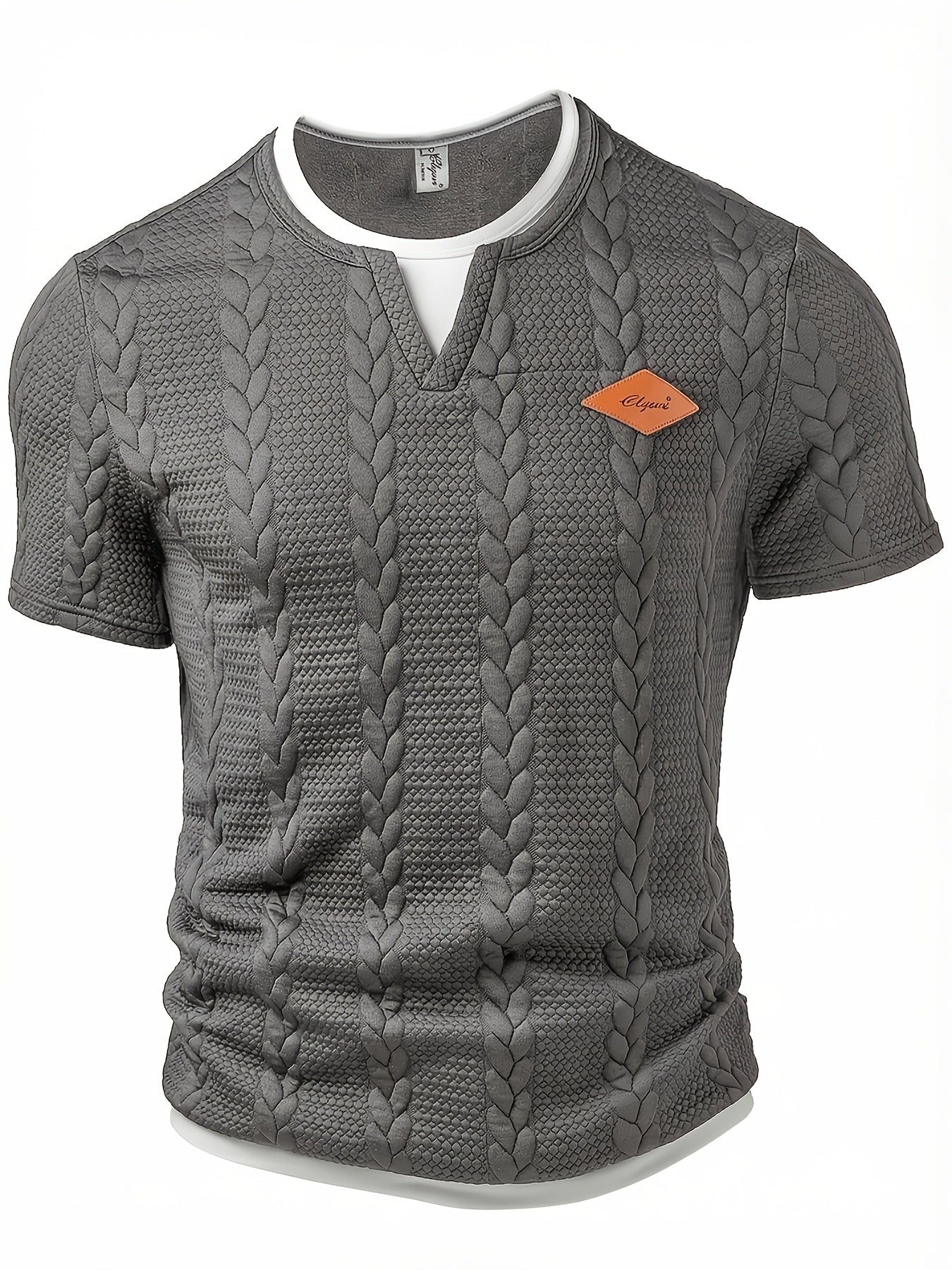 Men's Short-Sleeve Knit T-Shirt with Cable Pattern – Fashionable Casual Shirt for Summer & Everyday Wear