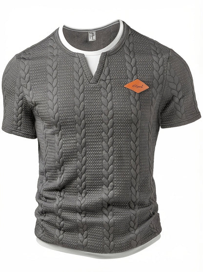 Men's Short-Sleeve Knit T-Shirt with Cable Pattern – Fashionable Casual Shirt for Summer & Everyday Wear