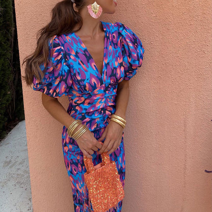 Damen Statement-Midikleid mit Puffärmeln – Elegantes Partykleid mit modernem Schnitt