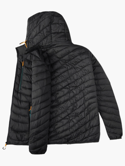 Men's Quilted Jacket with Hood – Lightweight Outdoor Transitional Jacket, Casual Style