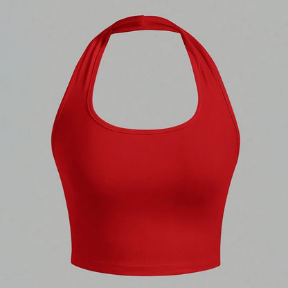 Women's Halterneck Crop Top – Backless, Summer, Casual Style