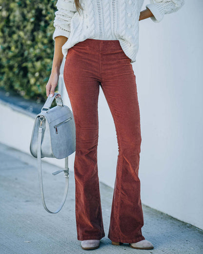 Tara – high-waisted, slim-fit, solid color micro-wide flared pants