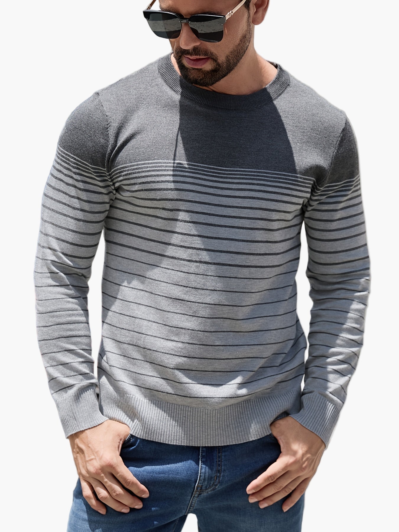 Men's Sweater Casual Stripe Pattern Long Sleeve – Stylish for Everyday and Leisure