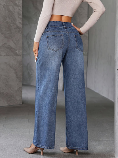 Women's High Waist Wide Leg Jeans – Fashionable Flared Pants for Everyday and Leisure
