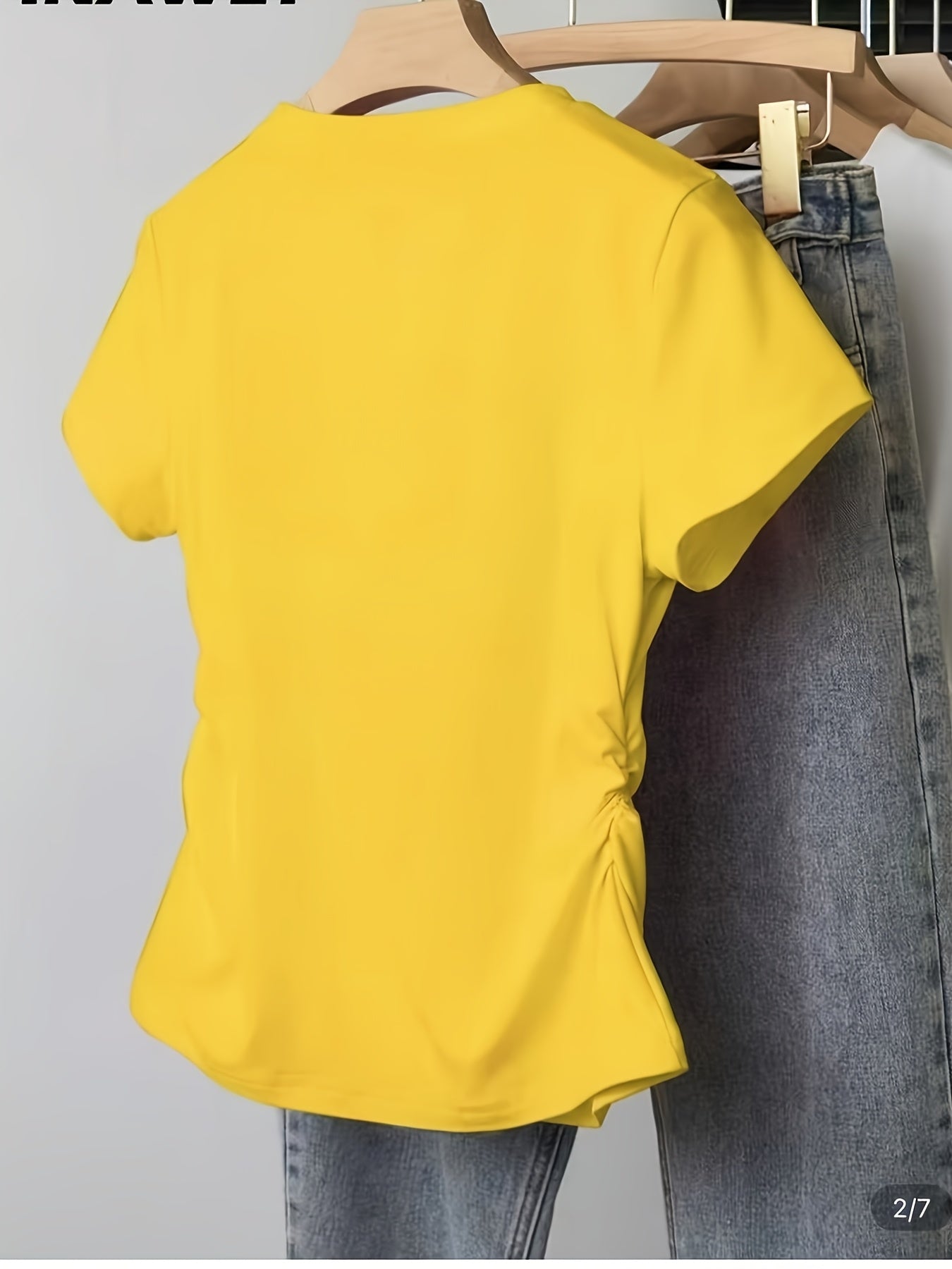 Women's T-shirt with Heart Print – Fashionable Summer Top, Fitted, Short Sleeve, Casual & Leisure Look