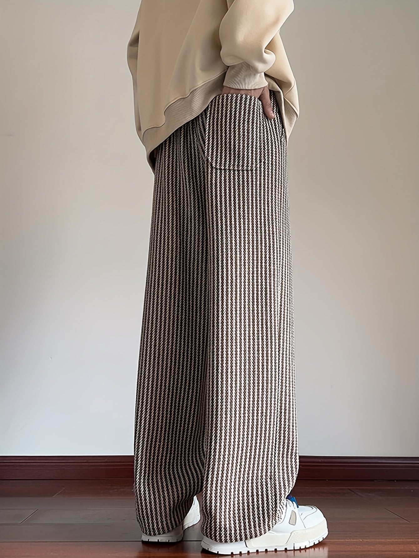 Herren Freizeit-Hose mit Zickzackmuster und geradem Bein – Bequeme Streetwear für Alltag und Freizeit