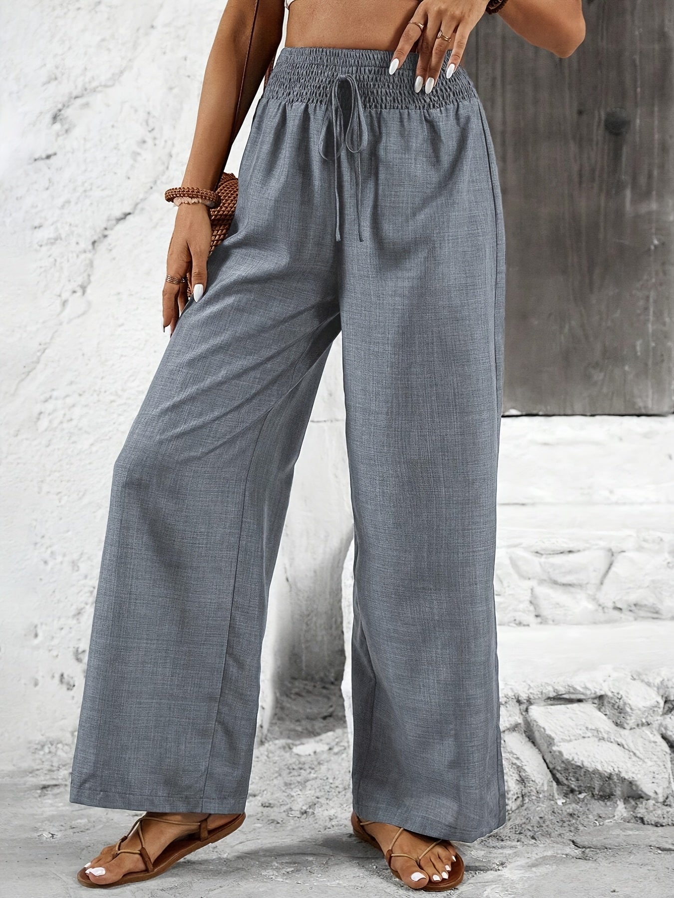 Women's Wide Elegant Pants with Elastic Waistband – Perfect for Everyday and Leisure