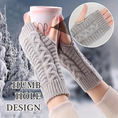 Strick Stulpen Fingerlose Handschuhe Damen Winter