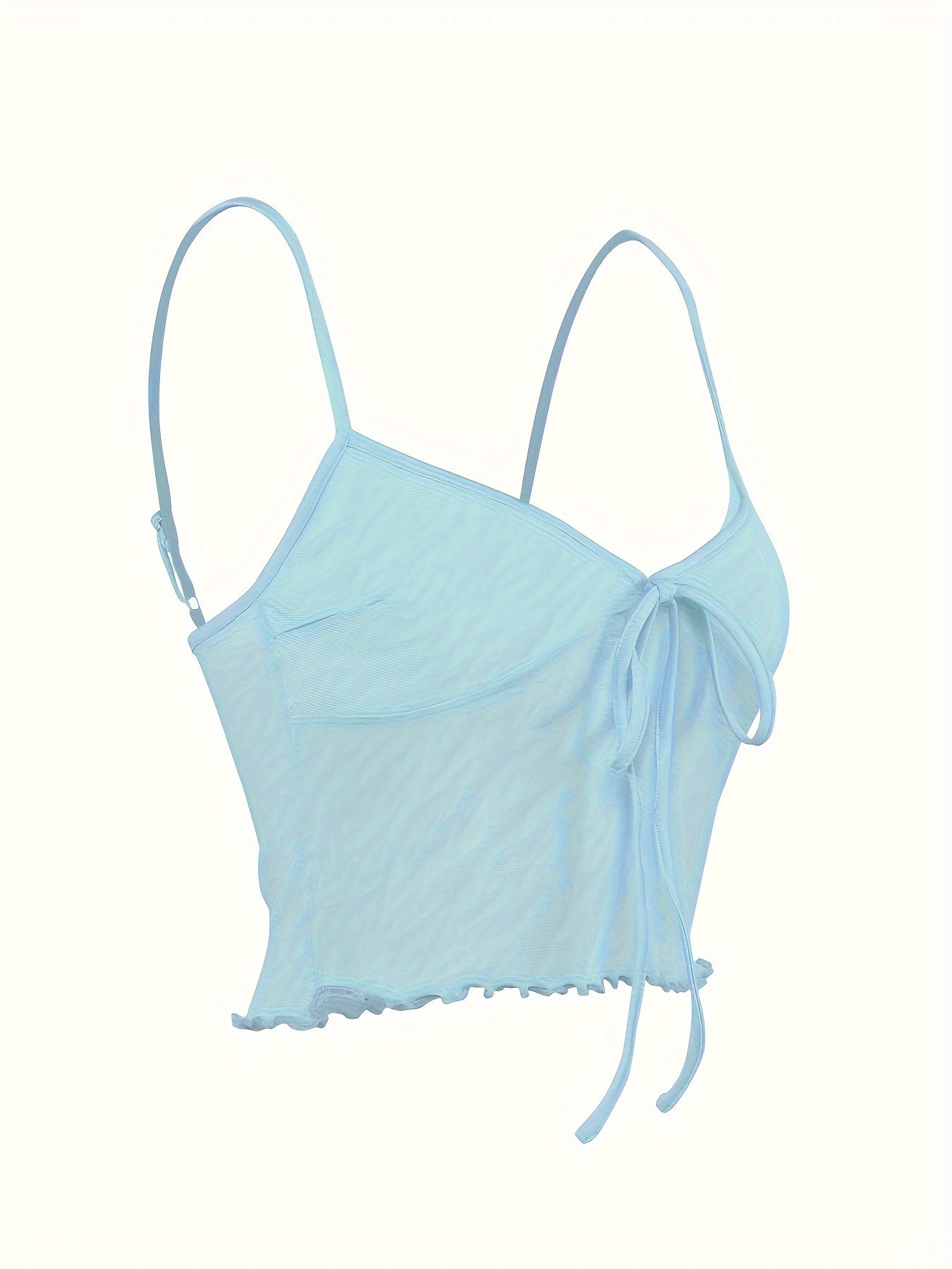 Women's crop top with spaghetti straps and front bow – fashionable party and going-out top