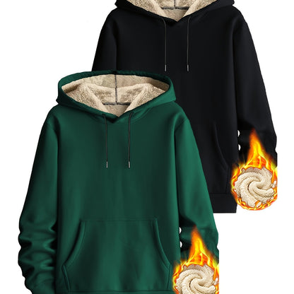 Hoodie set, 2-pack, with teddy lining; lined, warm hooded sweatshirt