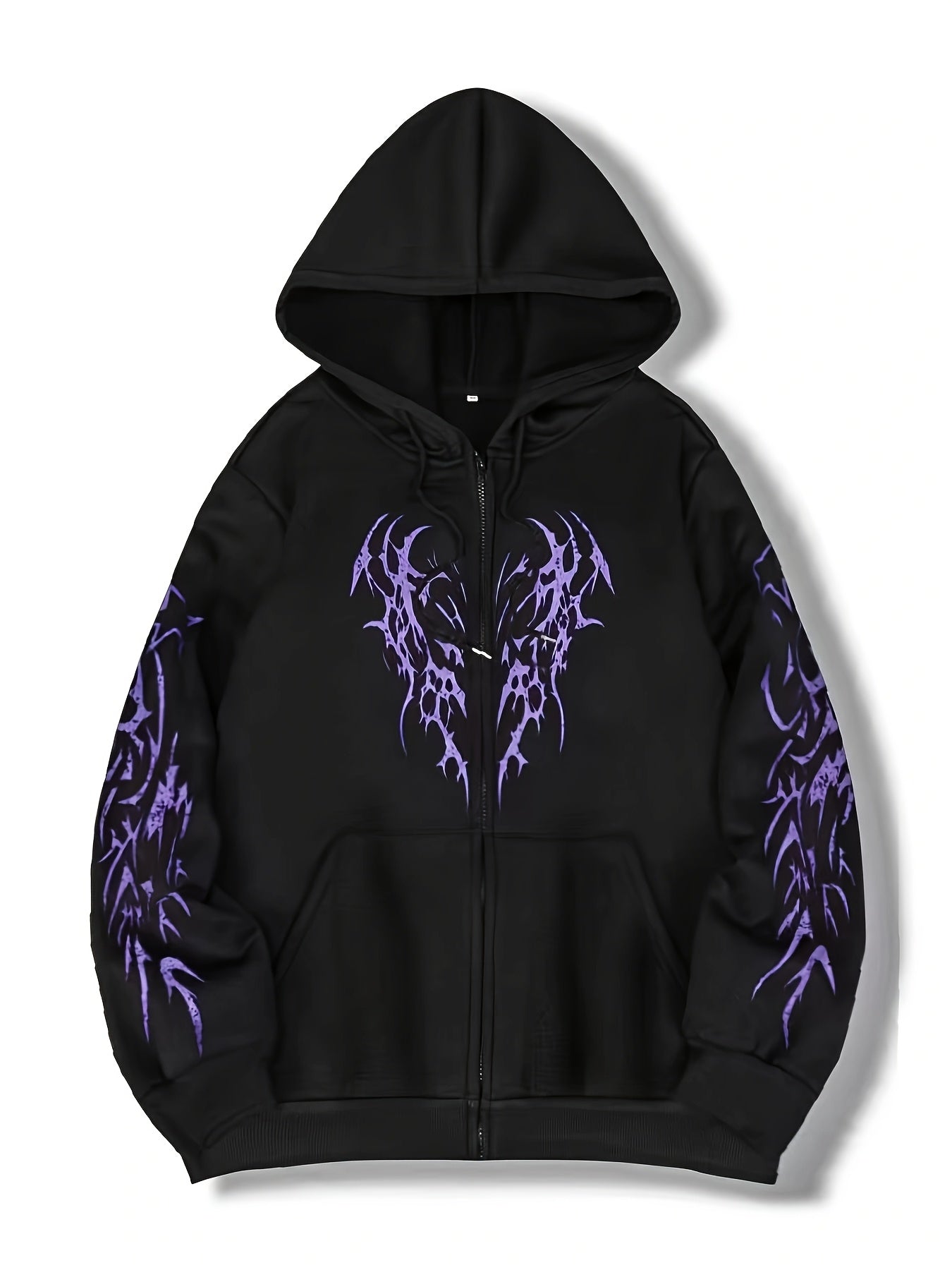Hooded jacket with a zipper and graphic print