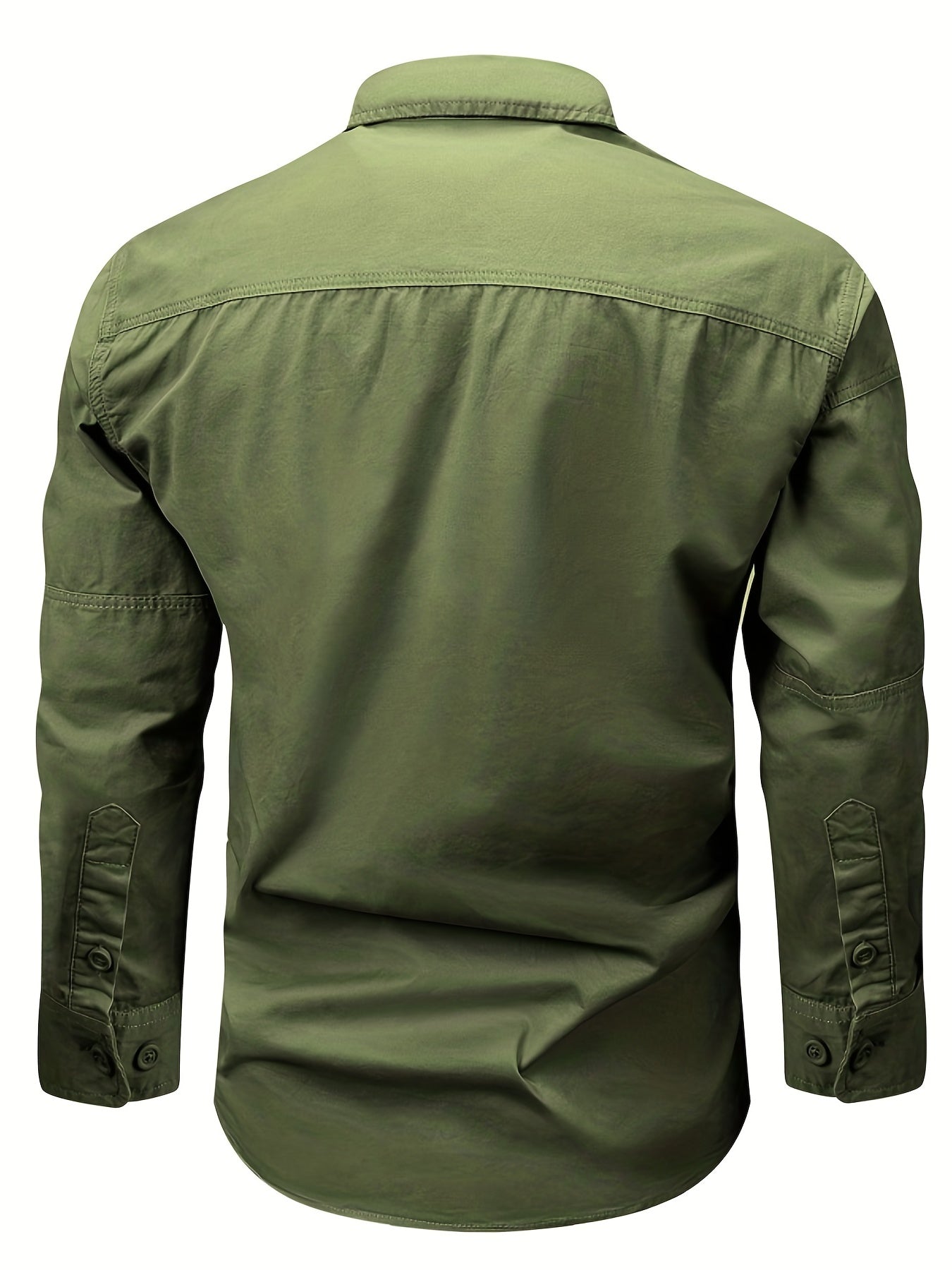 Herren Langarmhemd mit Brusttaschen und Knopfleiste in Militär-Stil