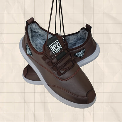 Herren Winterschuhe gefüttert, Freizeitschuhe mit Schnürung, Braun oder Schwarz