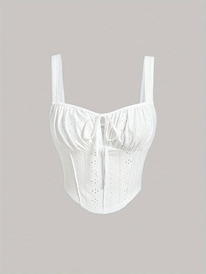Women's Bustier Top with Broderie Anglaise and Lacing – Fashionable Summer Corset for Casual Wear and Parties