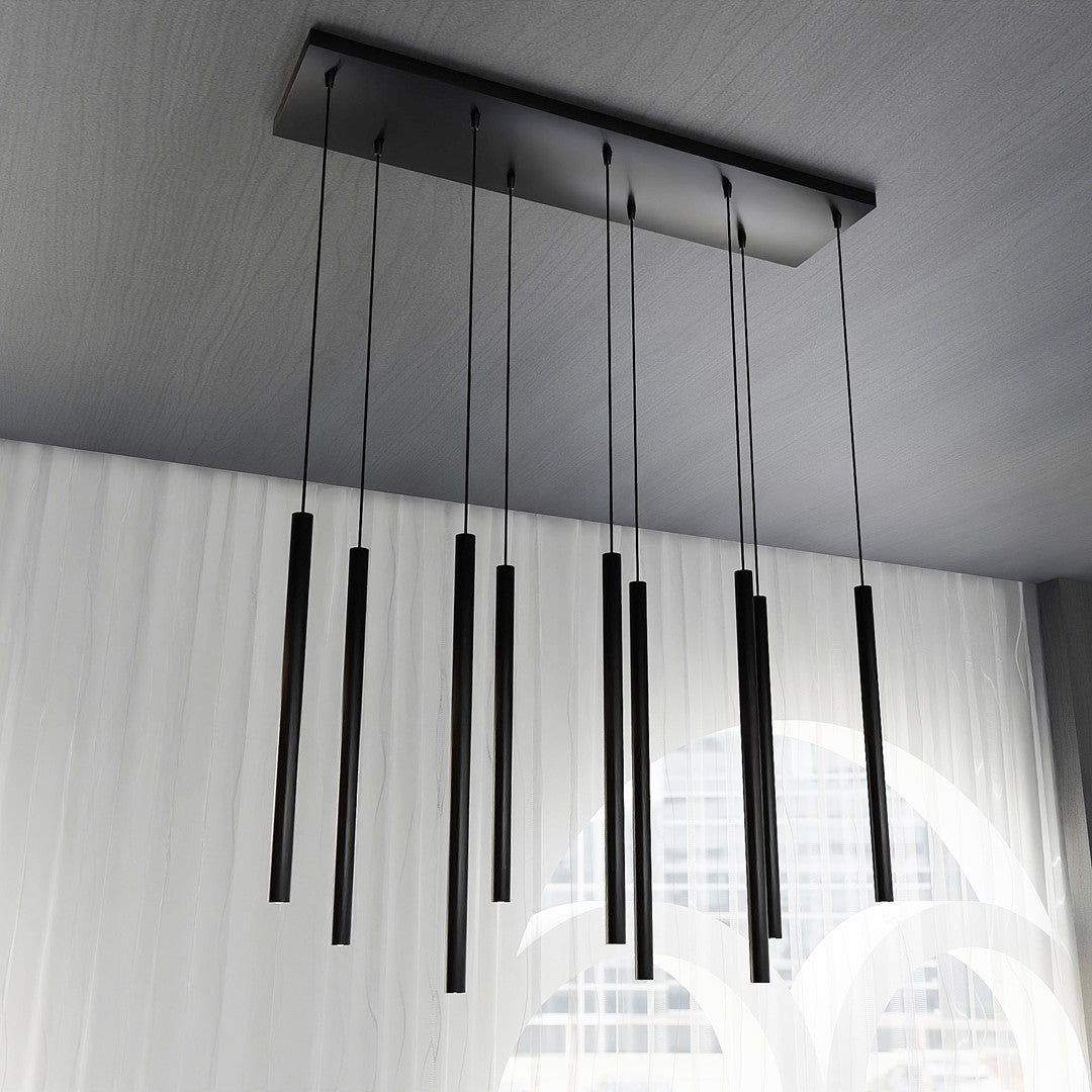 Hanglamp gepoedercoat staal Selter minimalistisch zwart 92 x 120 cm, 9 lichts met G9-fittingen voor woonkamer