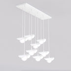 Hanglamp gepoedercoat staal Ritual modern wit, 9 lichtpunten, 100 x 32 x 120 cm, voor eettafel of kookeiland