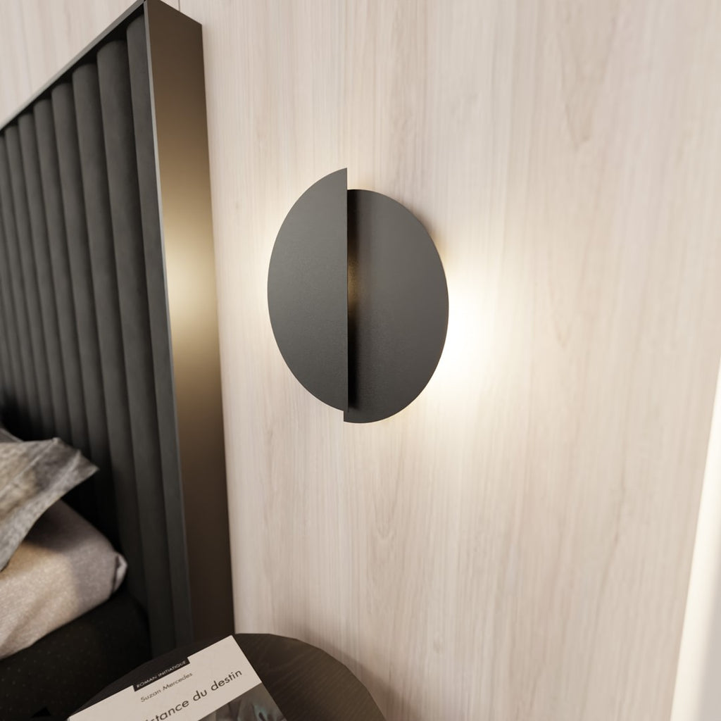 Wandlamp gepoedercoat staal minimalistisch Formulier 9, zwart, 28 x 32 cm, voor gang, trap en entree