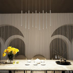 Hanglamp Selter gepoedercoat staal minimalistisch wit 92 x 22 cm, 9 lichts met G9-fitting, woonkamer