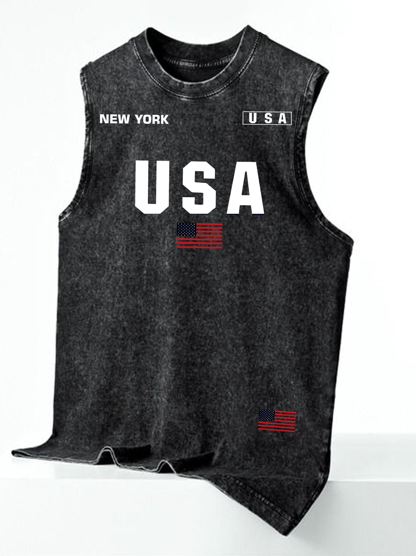 Men's streetwear sleeveless tank top with vertical graphic print – urban casual shirt