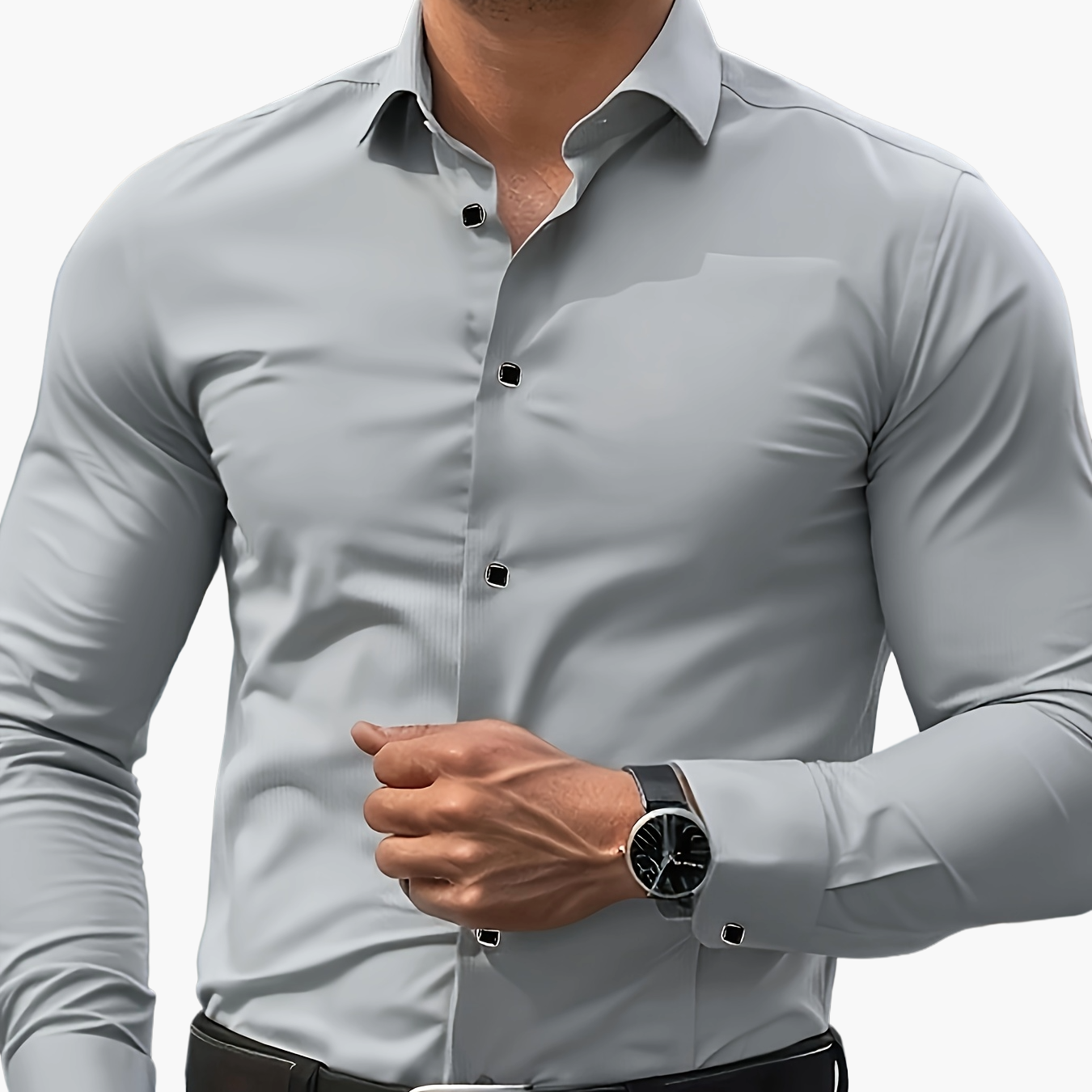 Men's Business Slim Fit Long Sleeve Shirt – Elegant Look for Office and Leisure