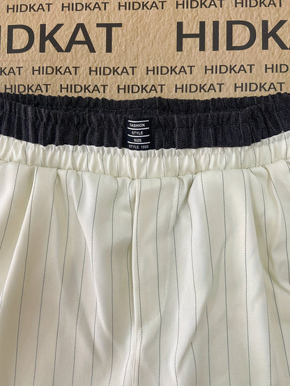 Men's Wide Lounge Pants with Pinstripes – Modern Relaxed Fit for Leisure & Home Office