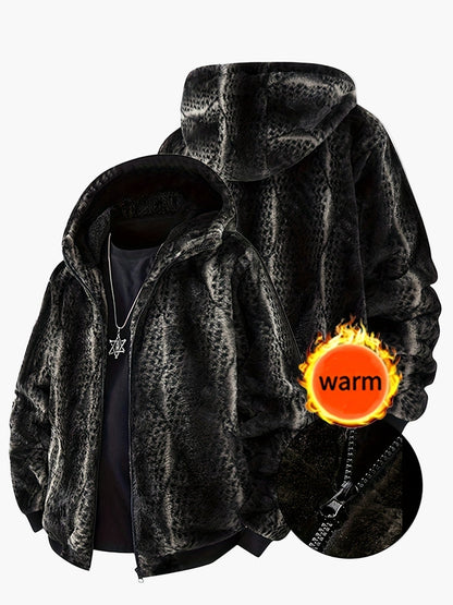 Men's Winter Hooded Jacket Warm Lined Fashionable Casual Fleece Jacket