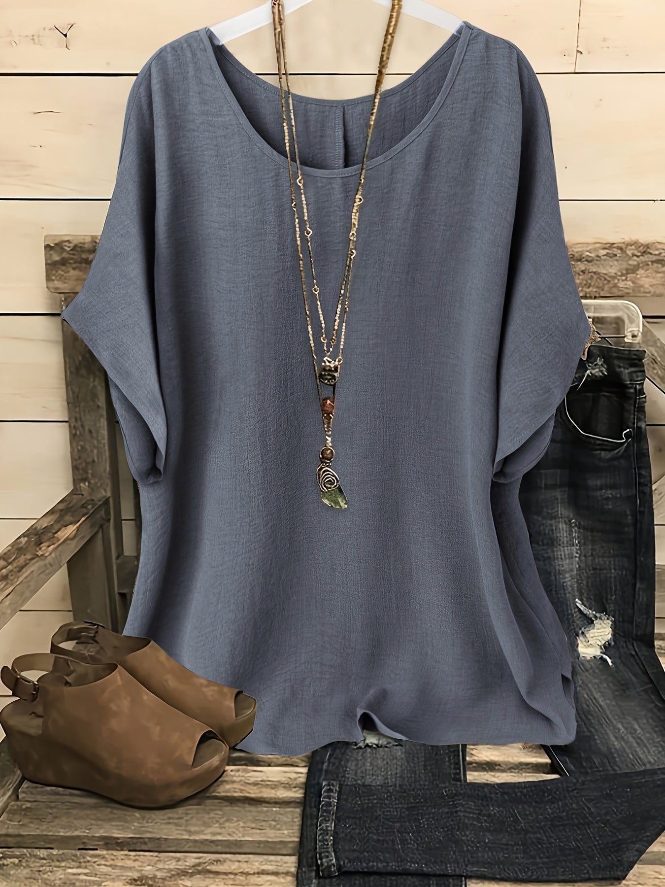 Damen Casual Oversize Tunika Bluse für Alltag und Freizeit – Lockerer Stil