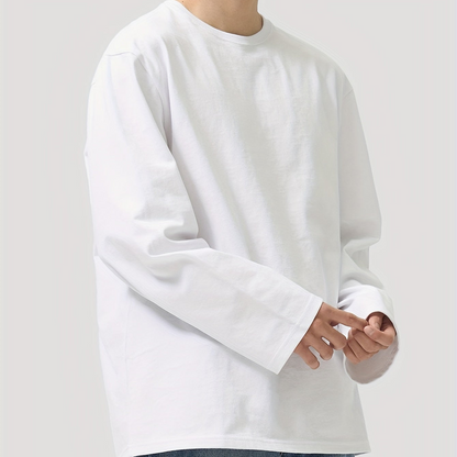 Unisex long-sleeve crew-neck basic shirt, black