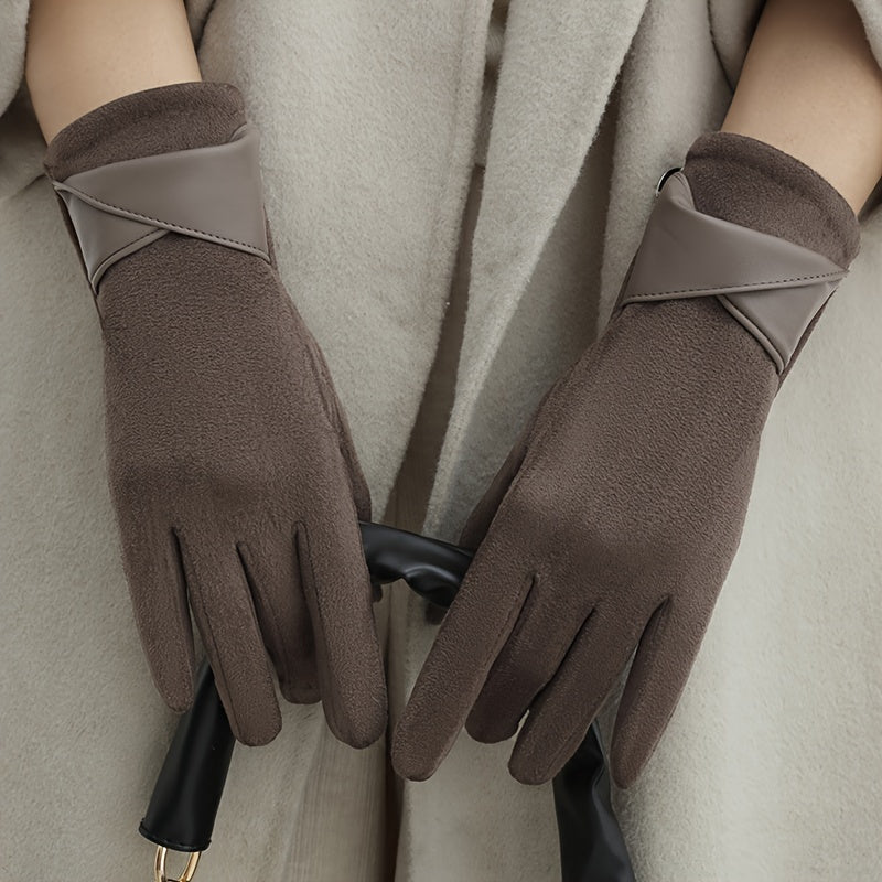 Damen Handschuhe Braun mit Wickeldetail Weiches Material Einheitsgröße