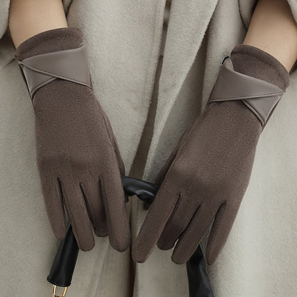 Damen Handschuhe Braun mit Wickeldetail Weiches Material Einheitsgröße