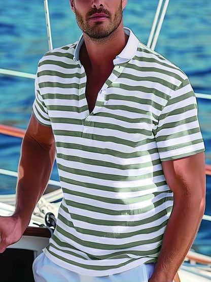 Herren Polo-Shirt mit Streifen – Maritimer Casual-Look für Sommer und Freizeit