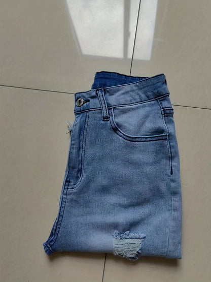 Women's Bermuda Denim Shorts in Used Look with Fringes – Casual Summer Fashion for Leisure and Everyday Wear