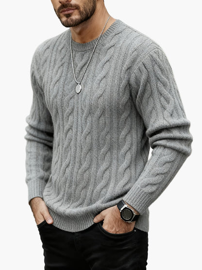 Herren Strickpullover Zopfmuster – Modischer Freizeit-Look für Herbst und Winter