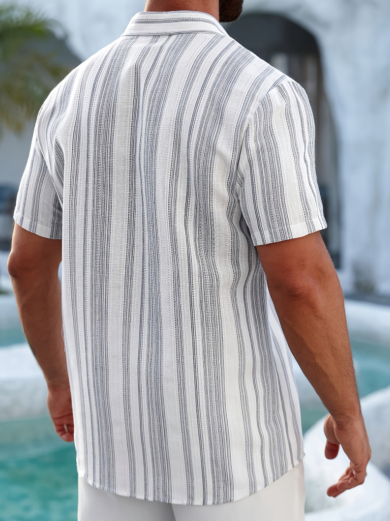 Men's Casual Summer Shirt with Stripe Pattern – Short Sleeve, Regular Fit, Ideal for Vacation & Everyday Wear