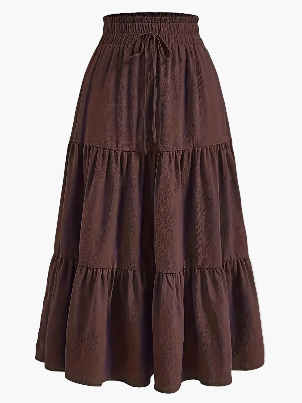 Women's Elegant Tiered Skirt with Ruffles and Drawstring – Perfect for Everyday & Leisure