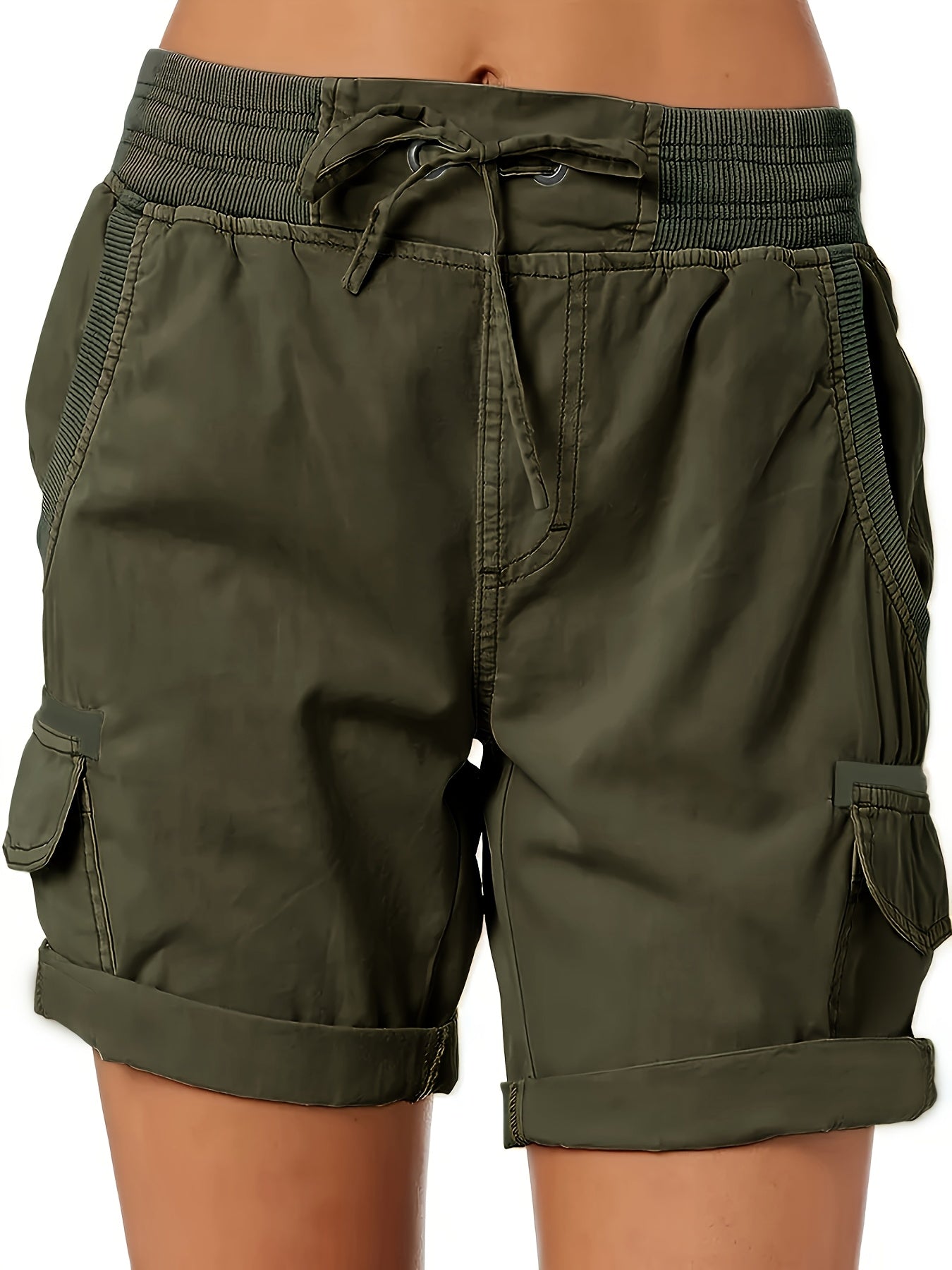 Women's Casual Shorts with Drawstring and Cargo Pockets – Comfortable Summer Bermuda Shorts