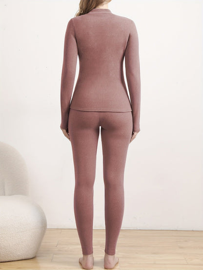 Damen Thermo-Set Warm Gefüttertes Oberteil und Leggings