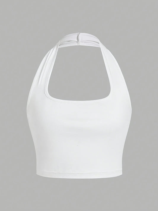 Women's Halterneck Crop Top – Backless, Summer, Casual Style
