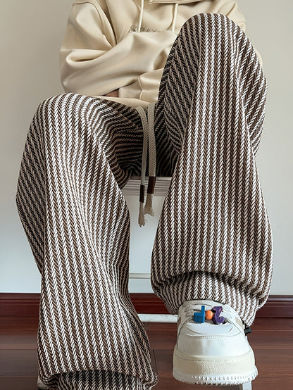 Herren Freizeit-Hose mit Zickzackmuster und geradem Bein – Bequeme Streetwear für Alltag und Freizeit